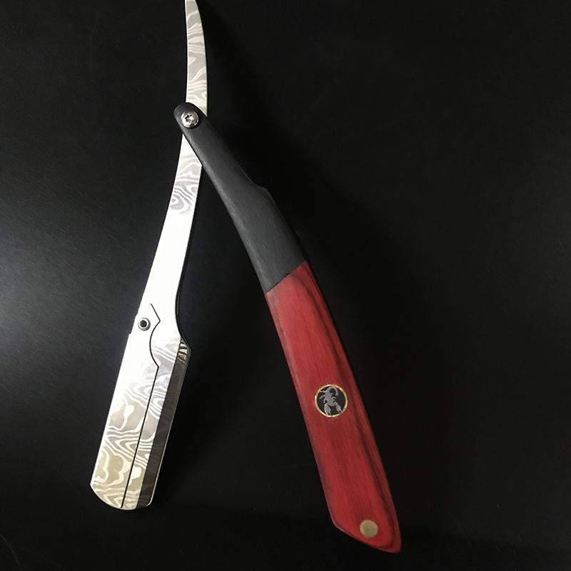 Tan Wood Handle Shaving Razor Professional Barber Shaver with Replaceable Blades Mens Eyebrow Razor Gift