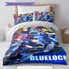 Blue Lock Pattern Bedding Quilt Set Quilt Cover Pillowcase Home Decoration Gift (1 * Duvet Cover + 2 * Pillowcase, Without Core)