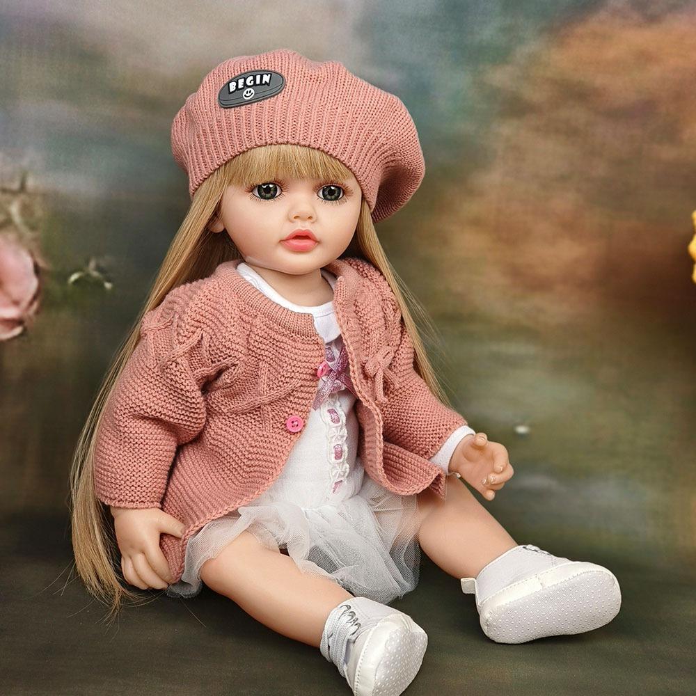 Adorable Betty Reborn Toddler Doll for Age 3+ Years Old Girl 22'' 55CM Silicone Full Body Long Pasted Hair Princess Realistic Newborn Baby Doll Toys