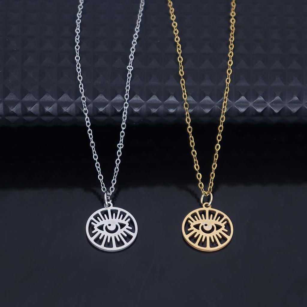 Cross-Border Fashion: Devil's Eye Stainless Steel Pendant Necklace, Simple & Versatile Clavicle Chain