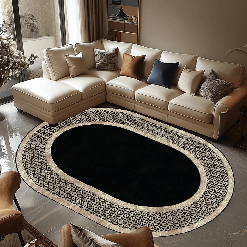 Luxury Oval Living Room Carpet Bedroom Carpets Modern Bedside Non-slip Floor Mats Home Decoration Study Sofa Area Rug Washable