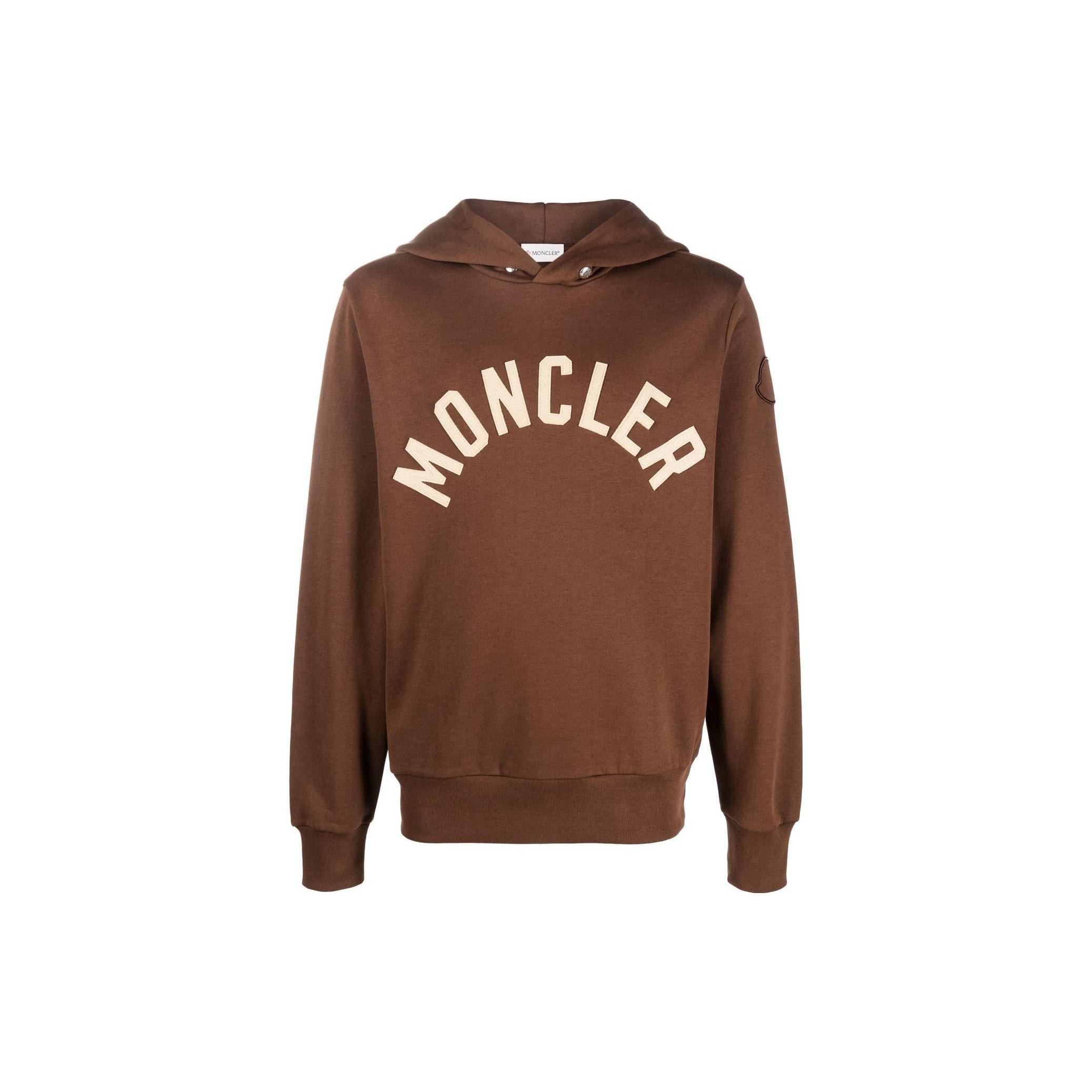 Moncler Curved Logo Plush Cotton Hoodie