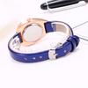Kristall Strass Kleid Uhr Elegantes Dreieck Zifferblatt Quarz Armbanduhren Damen Lederarmband Uhr