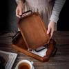 Black Rectangular Wooden Serving Tray with Iron Handles