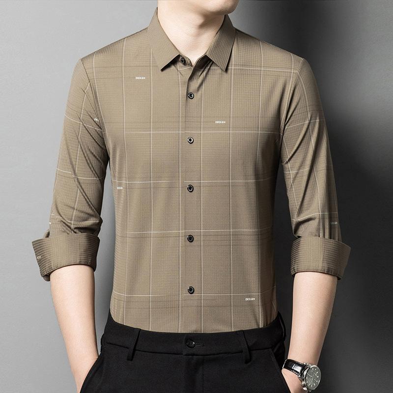 

Весна и осень Новая мужская рубашка с длинным рукавом Деловая рубашка Модная повседневная цельная рубашка L