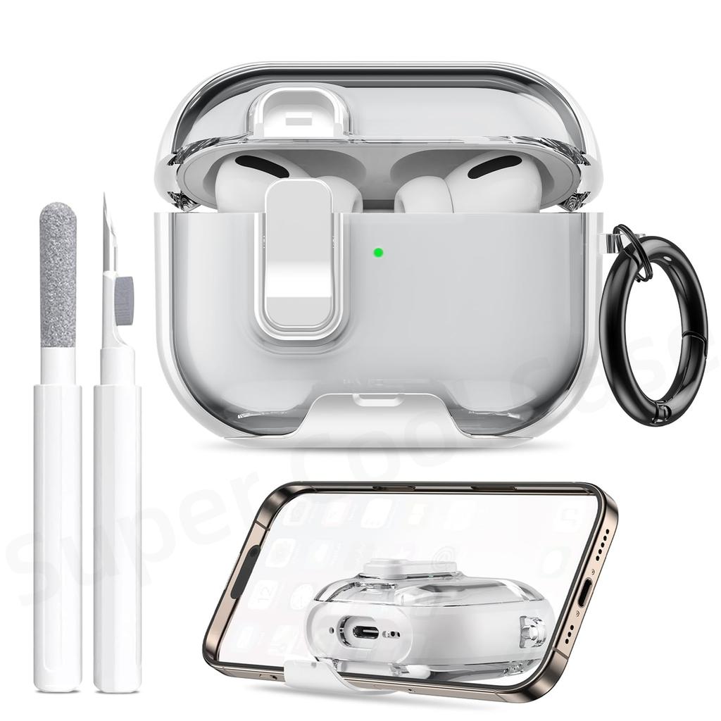 For AirPods Pro 3 Case 2025 with Phone Stand&Cleaner Kit Protective Cover for AirPods Pro 3 with Keychain for Airpods Pro 3 Case