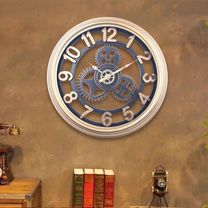 38CM Retro Industrial Style Gear Decoration Bar Cafe Wall Decoration Pendant Internet Cafe Gear Clock Background Wall