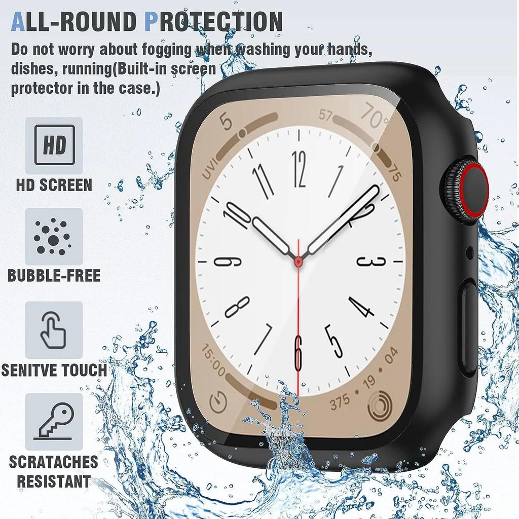 Glas+Abdeckung Für Apple Watch 9 Hülle 45mm 41mm 44mm 40mm 42mm 38mm Zubehör Beschichteter Displayschutz iWatch Serie 6 5 3 se 7 8