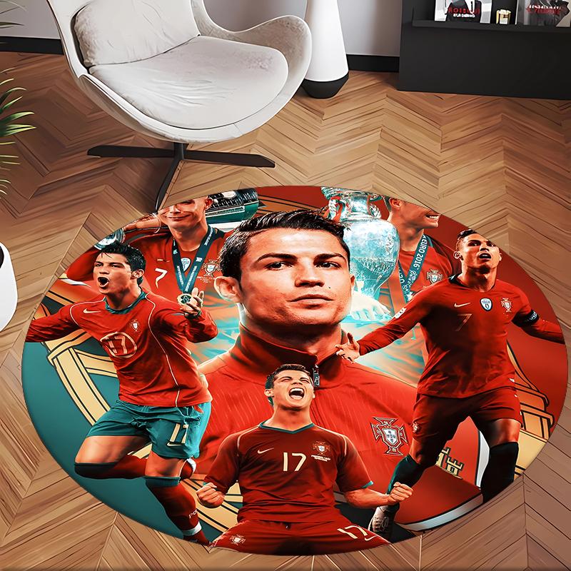 Ronaldo (24) Runder Büroteppich Dekorativer Bodenteppich für Büro Schlafzimmer Wohnzimmer und Wohnbereich
