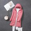 2024 Women's Lightweight Mid-Length White Duck Down Jacket, Korean Style, Slimming Design with Detachable Hood