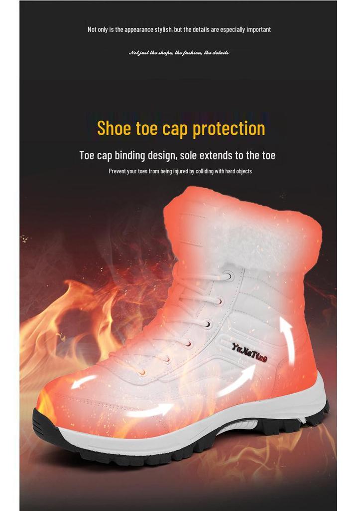 2026 Waterproof Snow Boots for Men and Women, Large Size, Warm Velvet Cotton Winter Shoes, Outdoor Footwear