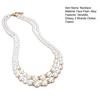 White Faux Pearl Necklace Ladies 2 Strands Beads Choker Elegant Layered Necklace Jewelry for Dating Weddings Parties