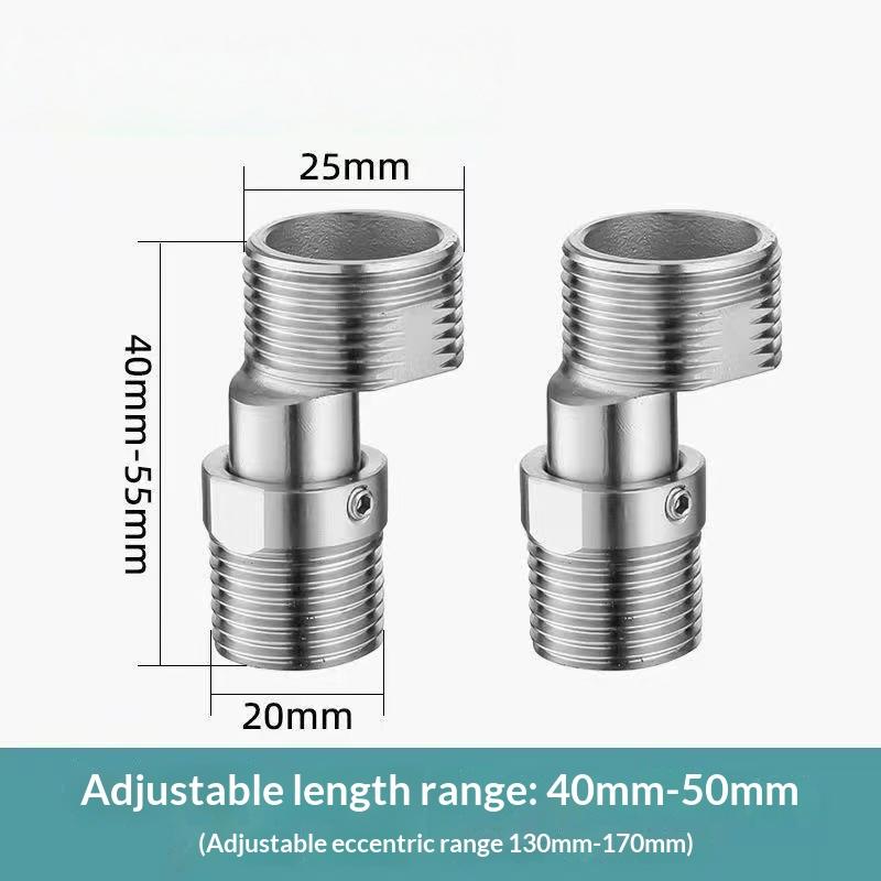 

1 Set Stainless Steel Angled Curved Foot Wall Mounted Eccentric Screw Corner 360 Degree Adjustable Shower Faucet Adapter A1