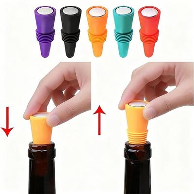 Silicone Wine and Beverage Bottle Cap Set 1PC Leak Proof Champagne Bottles Sealer Stoppers Wine Cork Saver Stopper Reusable