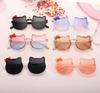 New Kids Cartoon Sunglasses Cat Eye Bowknot Ocean Color Sun Glasses Girls Boy Children Outdoor Round Polarized UV400 Eyewear