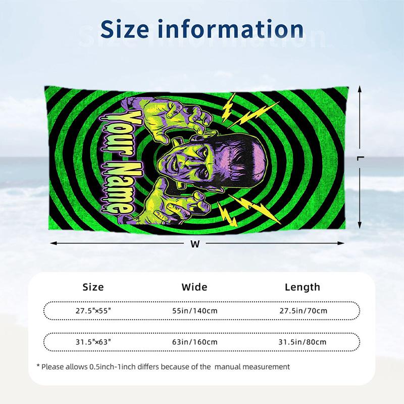 Beach Towel Custom Name Text, Quick Dry Large Towel For Beach HomeFrankenstein's Monster