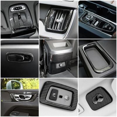 For Volvo XC60 2018-2024 Carbon Fiber Color Car Styling Molding Trim Interior Accessories Central Console Decoration Sticker