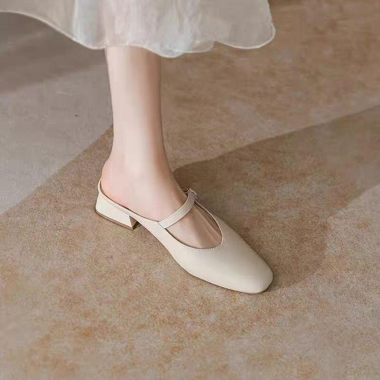 Premium design new silver summer cool slippers fashion bag head half slippers