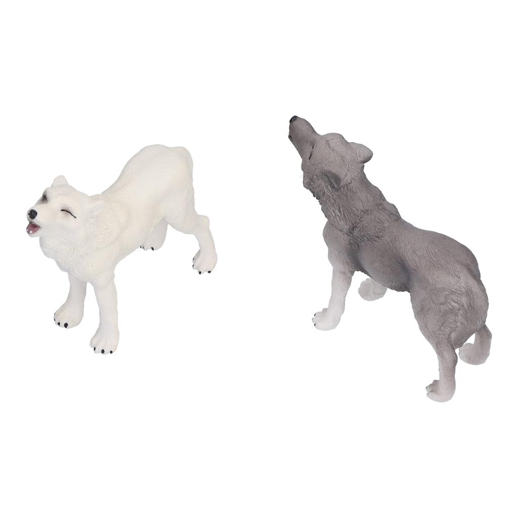 2pcs Howling Wolf Action Figure Figurines Toys Howling Wolf Animal Model Educational Presents for