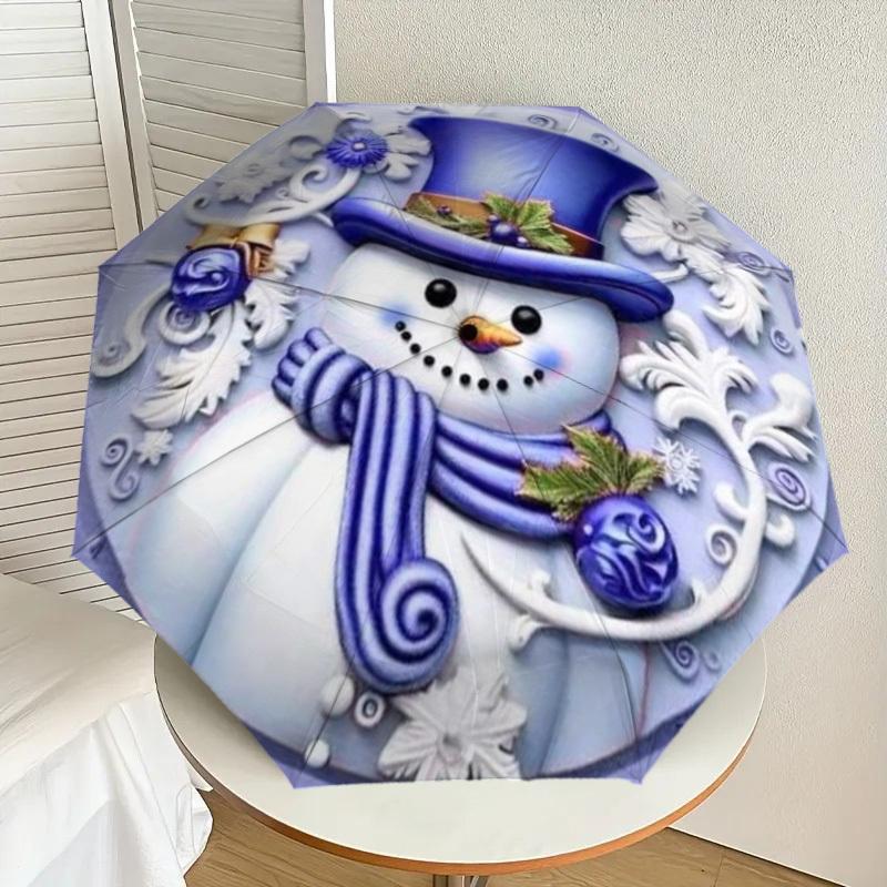 

1pc Snowman Decorations Automatic Folding Umbrella - Compact 8-Rib Design,Perfect Gift for Friends & Family yy250926026