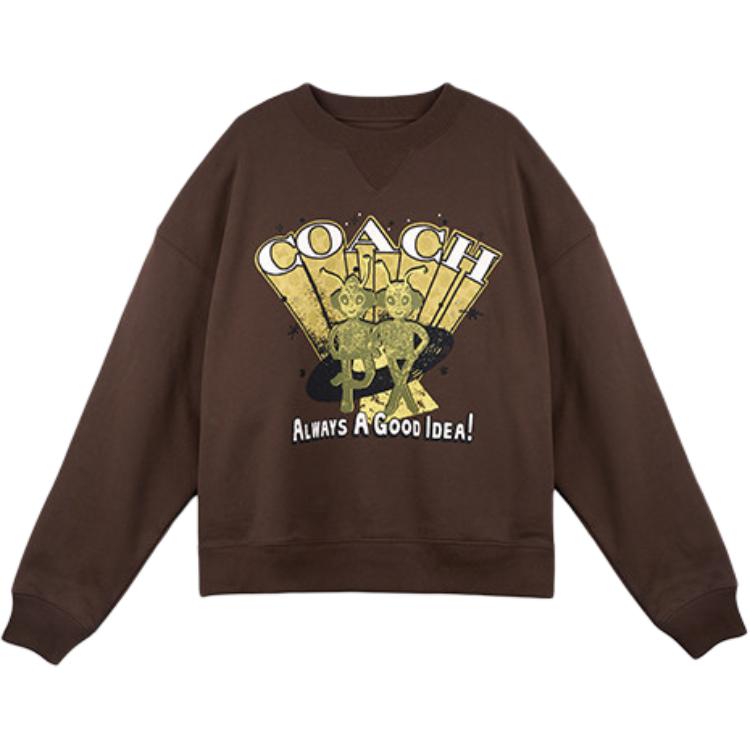 

Coach Cotton Crew Neck Logo Print Long Sleeve Sweatshirt Men sweatshirt Cocoa CAH07-COC S