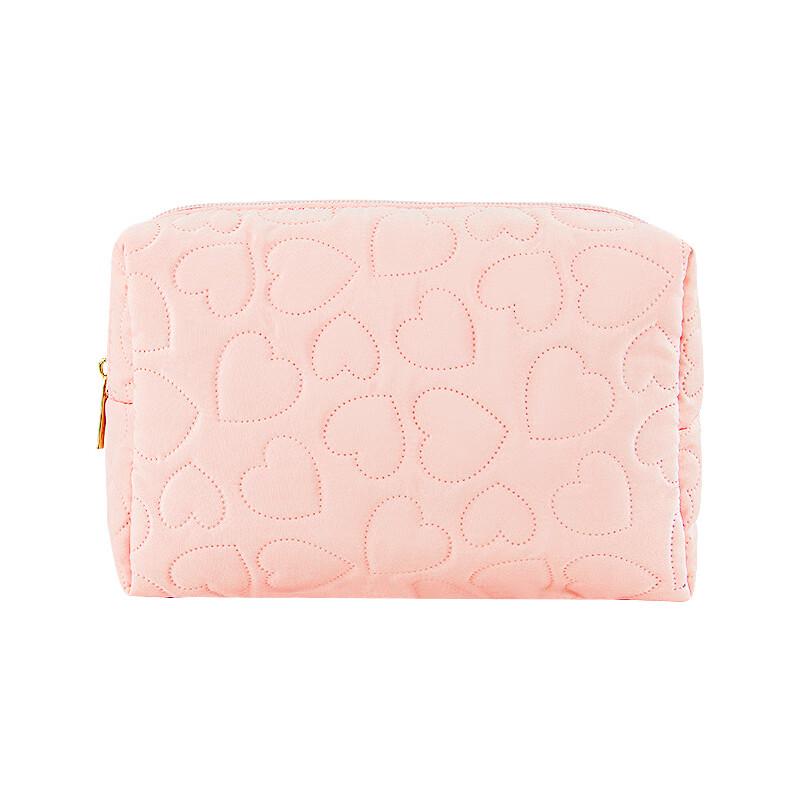 Miling Cute Pink Heart Octagonal Travel Makeup Bag