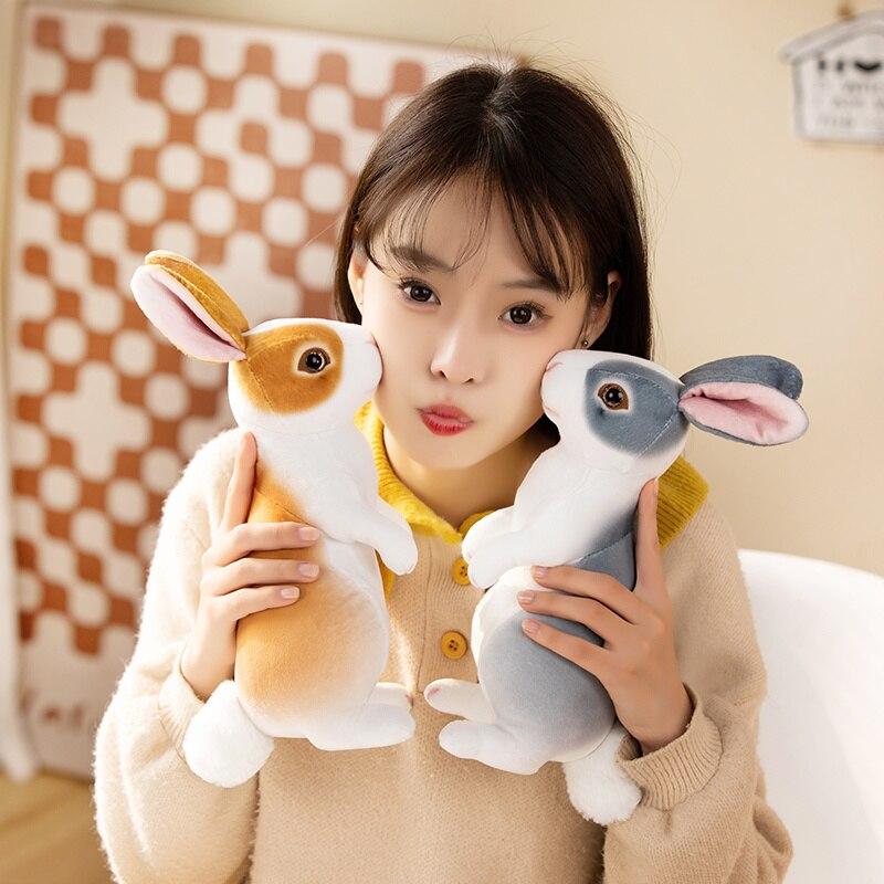 Realistická plyšová a vycpaná hračka králík Kawaii kožešinová zvířátka Velikonoční simulace králíka Model panenky pro děti Pěkný dárek Domácí dekorace