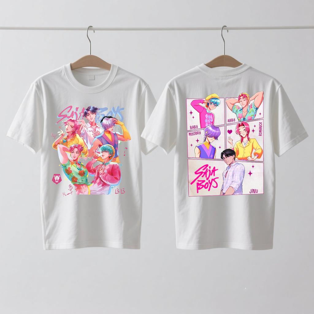 Saja Boys Kpop Łowcy Demonów Dwustronna Bawełniana Koszulka Huntrix Łowca Demonów Merch Jinu Saja Koszulki Abby Tajemnica Romans Dziecko Saja