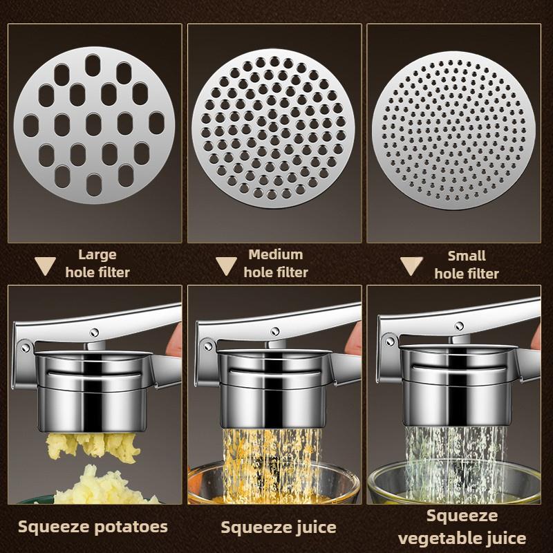 Manuelle Saftpresse, Saftpresse aus Edelstahl, Kartoffelpüree, Knoblauch, Gemüseentwässerungswerkzeug, Entsafter
