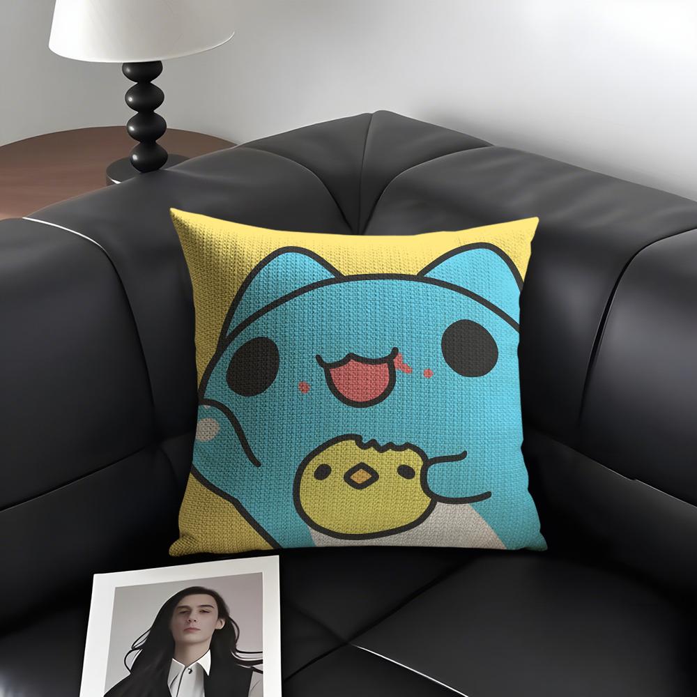 BBugcat CapooS Cute Cushion Cover Natural Linen Organic Fabric DoubleSided Printing Sofa Home Decor Gift Pillow Case