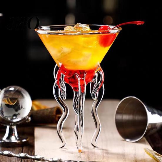 Beverage Serving Glass Octopus Shaped Cocktail Unique Stemmed Goblet for Wine Juice Creative Highball Cup Party Home Bar