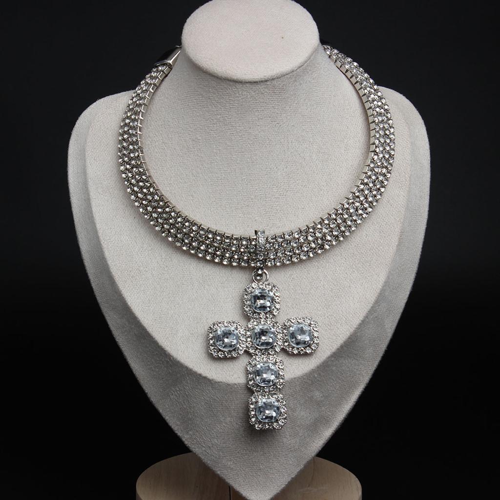 Personalized Rhinestone Cross Pendant Collar Exaggerated Necklace Women's Hip Hop Accessories
