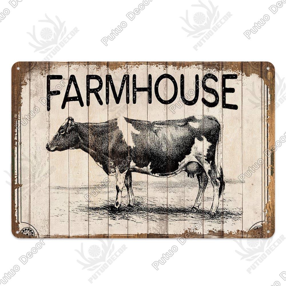 Decor Cow Vintage Tin Sign Retro Metal Sign Decorative Plaque Farm House Shop Garage Wall Decor Cow Posters