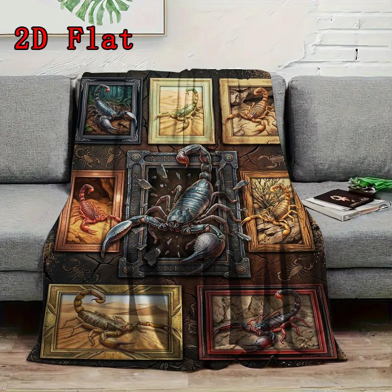 Scorpion Art Collection 2D Flat Pattern Flannel Blanket, High quality All Seasons, Home Decor, Warmth and Comfort, Perfect for Christmas Gifts.