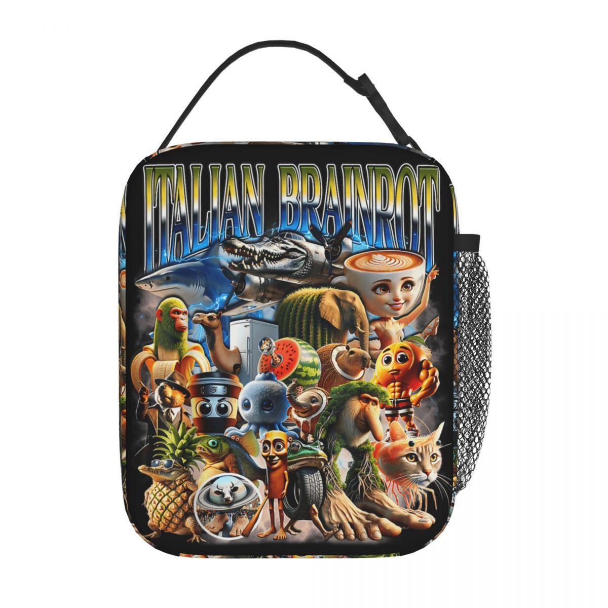 Grappige Italiaanse Brainrot Memes Compilatie Lunchtas School Lunchbox Voor Mannen Grappige Print Tote Voedselzakken Oxford Koeltas One Size