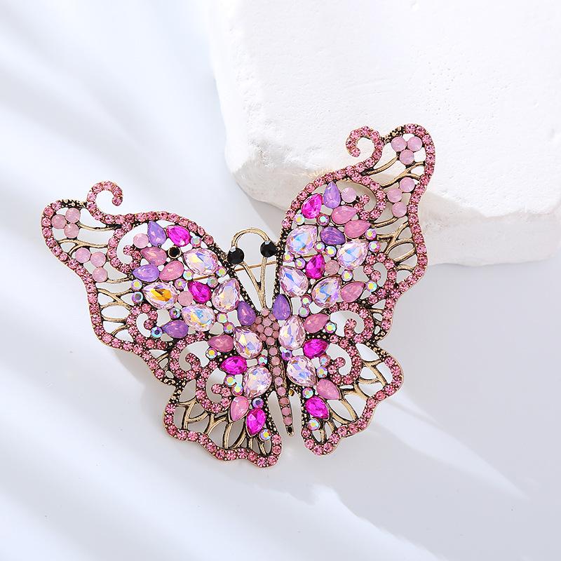 

SKEDS Luxury High-end Women Lady Full Crystal Shiny Butterfly Brooches Pins Fashion Exquisite Creative Insect Badges Corsages розовый