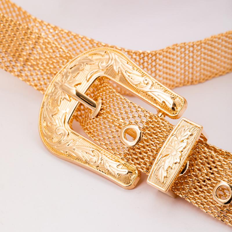 Szerokość 3,3 cm Modny pasek z klamrą na szpilkę Cienki damski metalowy dodatek do spódnicy koszuli Pasek do talii Wszechstronny łańcuszek łańcuszek do talii