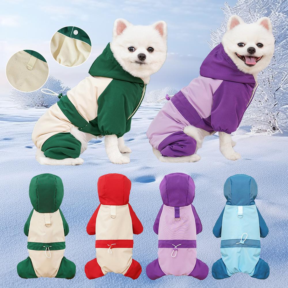 Wasserdichter 4-beiniger Hunde-Schneeanzug für kleine Hunde - Dick warmer Winter-Haustier-Jumpsuit (Mehrere Farboptionen)