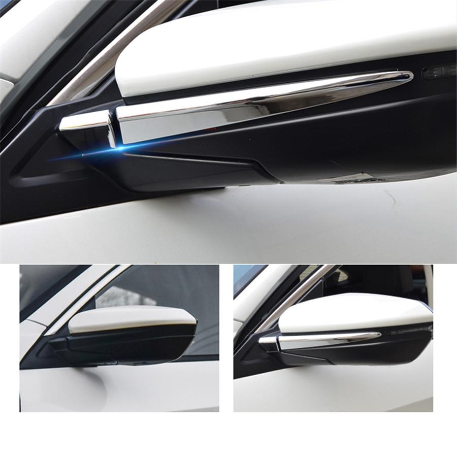 Chrome Rear View Mirror Pillar Trim Cover + Side Mirror Cover Trim Fit For Honda Civic 2016–2019