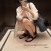 Women's French White Cotton Linen Long-Sleeve Shirt - Summer Loose Fit, Old Money Style.
