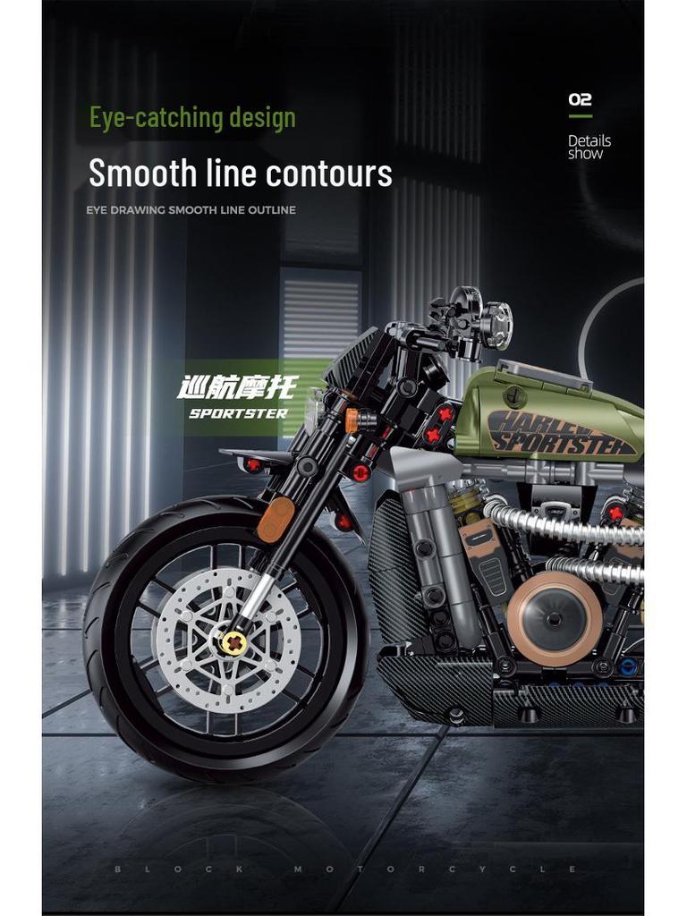 Hanoreton Duke Motorcycle Building Blocks Model - Night Road Edition