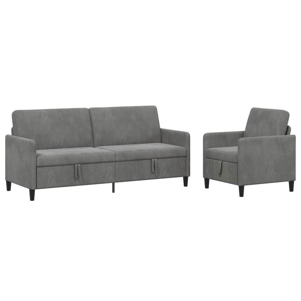Sofa Set with Storage 2 Pcs Dark Grey Polyester