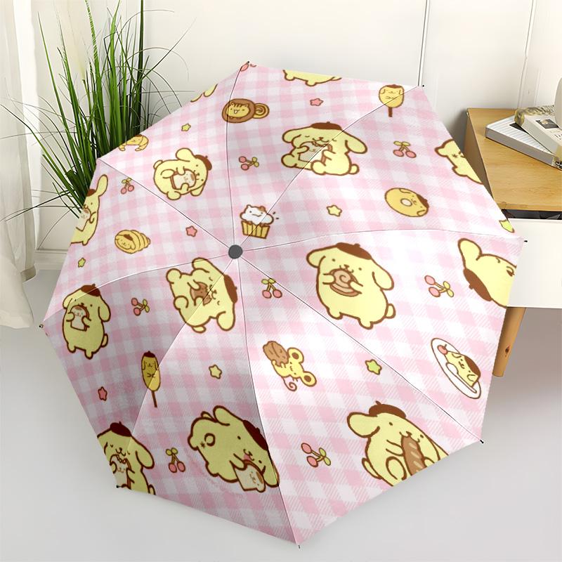 1pc Sanrio Umbrella Portable Folding Umbrella Iron Frame Hole Bone Structure Outdoor Home Umbrella