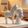 Unique Birthday Presents 3D Printed Girl Horse Figurine, DIY Paintable Equestrian Sculpture, Modern Christmas Gifts for Equestrians Minimalist