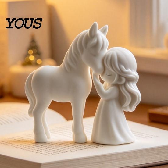 Unique Birthday Presents 3D Printed Girl Horse Figurine, DIY Paintable Equestrian Sculpture, Modern Christmas Gifts for Equestrians Minimalist