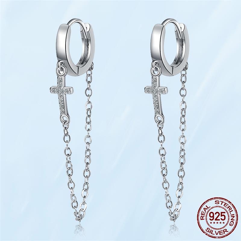 Real Original 925 Sterling Silver Daisy Flower Feather Hoop Heart Stud Earrings Fit Women Fashion Jewelry Engagement Party Gift