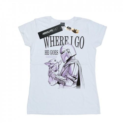

Star Wars Womens/Ladies The Mandalorian Where I Go Cotton T-Shirt білий