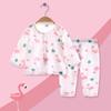 Jaydyequ Baby Pajamas Thin Cotton Long Flamingo 80cm Set, Spring/Summer/Autumn, Gauze, Front-Opening, Sleeves, Girls' Loungewear, Print,