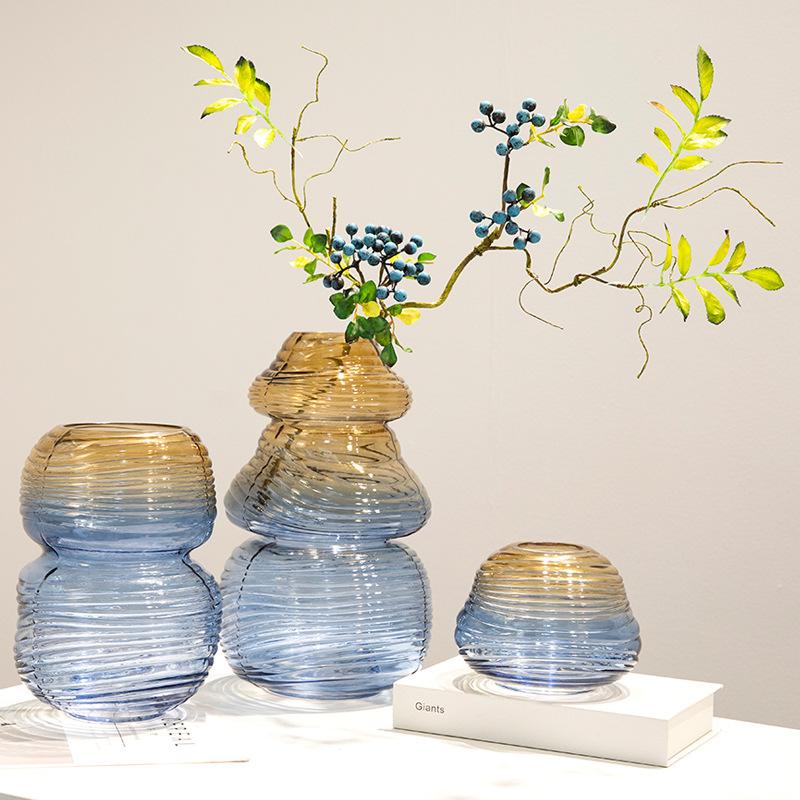 

Glass Vase Thread Gradient Color Transparent Terrarium Flower Vase Floral Arrangement Accessories Home Decoration Accessories