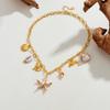 DIEYURO 316L Stainless Steel Ceramic Starfish Shell Golden Dolphin Fish Many Pendant Necklace Lady Ocean Vacation Jewelry